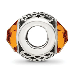 Sterling Silver Reflections Antiqued Orange Crystal Bead