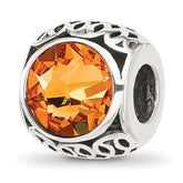 Sterling Silver Reflections Antiqued Orange Crystal Bead