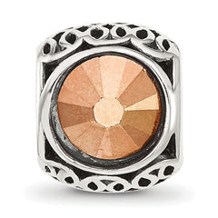 Sterling Silver Reflections Antiqued Brown Crystal Bead