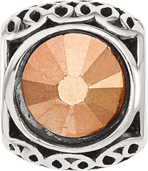 Sterling Silver Reflections Antiqued Brown Crystal Bead