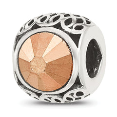 Sterling Silver Reflections Antiqued Brown Crystal Bead