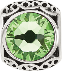 Sterling Silver Reflections Antiqued Light Green Crystal Bead