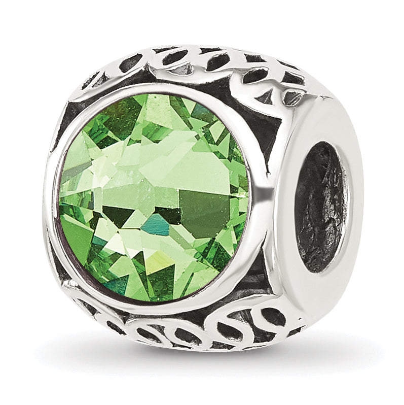 Sterling Silver Reflections Antiqued Light Green Crystal Bead