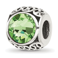 Sterling Silver Reflections Antiqued Light Green Crystal Bead