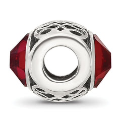 Sterling Silver Reflections Antiqued Dark Red Crystal Bead
