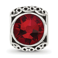 Sterling Silver Reflections Antiqued Dark Red Crystal Bead