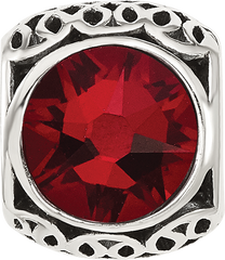 Sterling Silver Reflections Antiqued Dark Red Crystal Bead