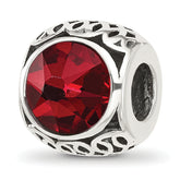 Sterling Silver Reflections Antiqued Dark Red Crystal Bead