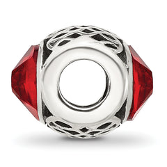 Sterling Silver Reflections Antiqued Light Red Crystal Bead