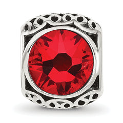 Sterling Silver Reflections Antiqued Light Red Crystal Bead