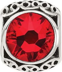 Sterling Silver Reflections Antiqued Light Red Crystal Bead