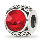 Sterling Silver Reflections Antiqued Light Red Crystal Bead
