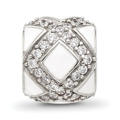 Sterling Silver Reflections White Enamel and CZ Fancy Bead