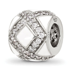 Sterling Silver Reflections White Enamel and CZ Fancy Bead