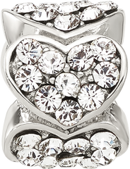 Sterling Silver Reflections Clear Crystal Hearts Bead