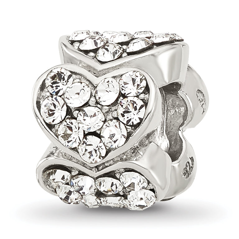 Sterling Silver Reflections Clear Crystal Hearts Bead