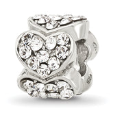 Sterling Silver Reflections Clear Crystal Hearts Bead