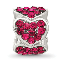 Sterling Silver Reflections Red Crystal Hearts Bead