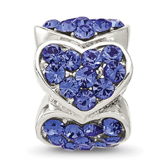 Sterling Silver Reflections Blue Crystal Hearts Bead