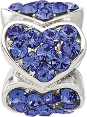 Sterling Silver Reflections Blue Crystal Hearts Bead