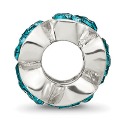 Sterling Silver Reflections Teal Crystal Hearts Bead