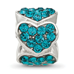 Sterling Silver Reflections Teal Crystal Hearts Bead