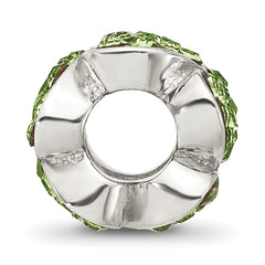 Sterling Silver Reflections Green Crystal Hearts Bead