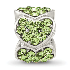 Sterling Silver Reflections Green Crystal Hearts Bead