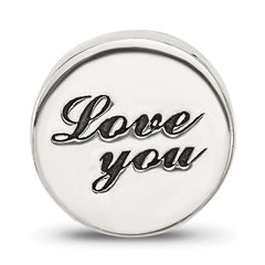 Sterling Silver Reflections Polished Antiqued Love You Circle Bead