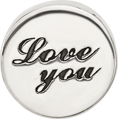 Sterling Silver Reflections Polished Antiqued Love You Circle Bead