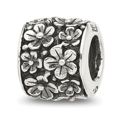 Sterling Silver Reflections Antiqued Floral Bead
