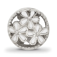 Sterling Silver Reflections White Enameled Floral Circle Bead