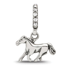 Sterling Silver Reflections Crystal Horse Dangle Bead