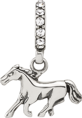 Sterling Silver Reflections Crystal Horse Dangle Bead