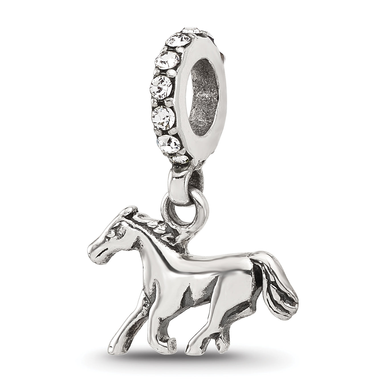 Sterling Silver Reflections Crystal Horse Dangle Bead