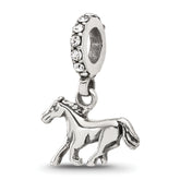 Sterling Silver Reflections Crystal Horse Dangle Bead