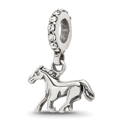 Sterling Silver Reflections Crystal Horse Dangle Bead