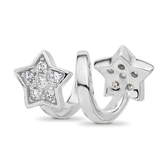 Sterling Silver Reflections Rhodium-plated CZ Star Twist Bead