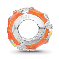 Sterling Silver Reflections Rhodium-plated Enameled CZ Bee Bead
