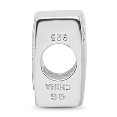 SS Reflections RH-plated Enamel &CZ Cross Jesus Loves You Square Bead