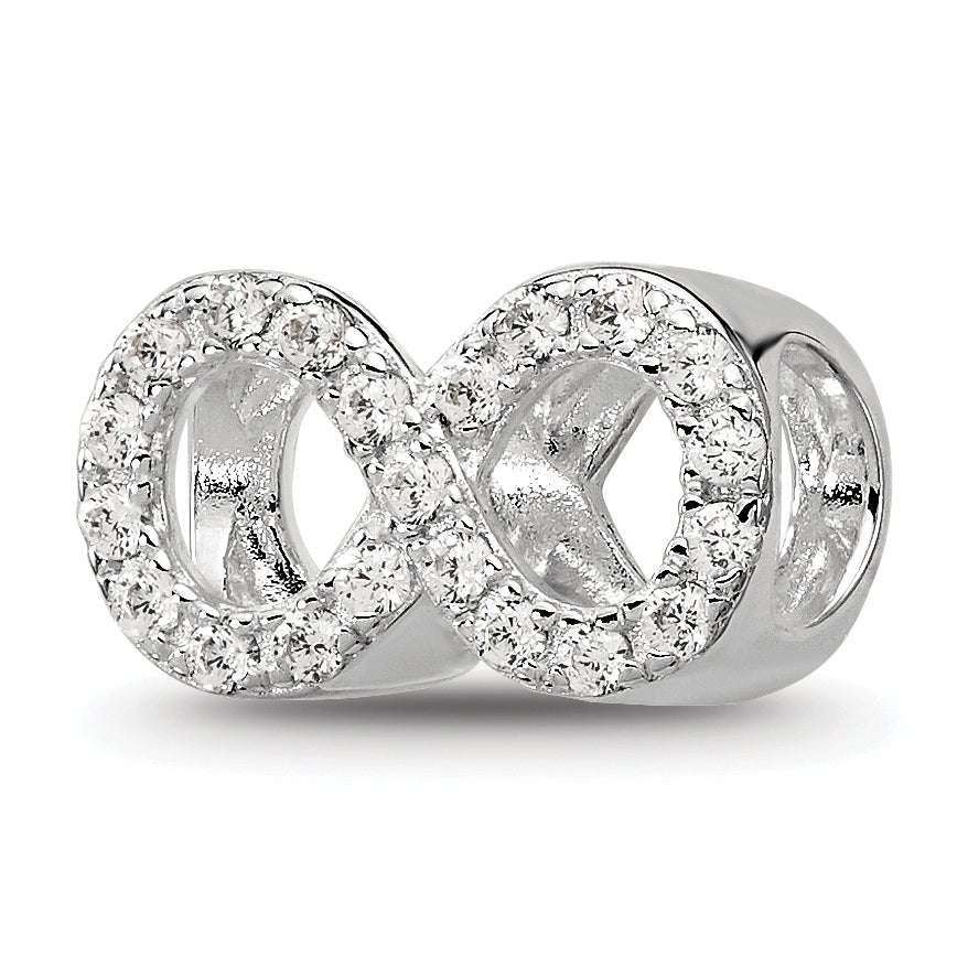 Sterling Silver Reflections Rhodium-plated CZ Infinity Bead