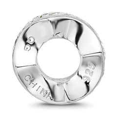 Sterling Silver Reflections Rh-plated Purple Enamel & Yellow CZ Bead