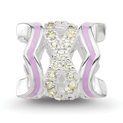 Sterling Silver Reflections Rh-plated Purple Enamel & Yellow CZ Bead