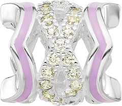 Sterling Silver Reflections Rh-plated Purple Enamel & Yellow CZ Bead