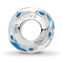 Sterling Silver Relfections Rh-plated Blue Enameled Butterflies Bead