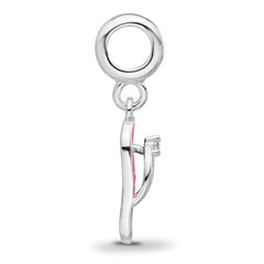 Sterling Silver Reflections Rh-plated Enameled CZ Flip Flop Dangle Bead
