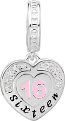 Sterling Silver Reflections Rh-plated Enameled & CZ 16 Dangle Bead