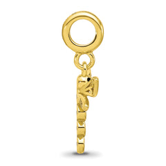 Sterling Silver Reflections Gold-plated CZ and Enamel Dragonfly Dangle Bead