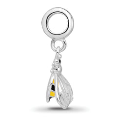 Sterling Silver Reflections Rh-plated Enameled Bee Dangle Bead