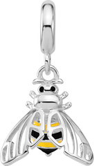 Sterling Silver Reflections Rh-plated Enameled Bee Dangle Bead